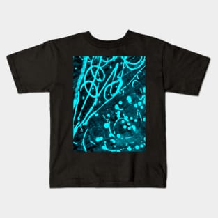 Abstract bright neon batik lines and dots print design Kids T-Shirt